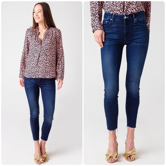 New! MOTHER High Waisted Ankle Fray Jeans in Enchanted 👖size 29 - Picture 2 of 14